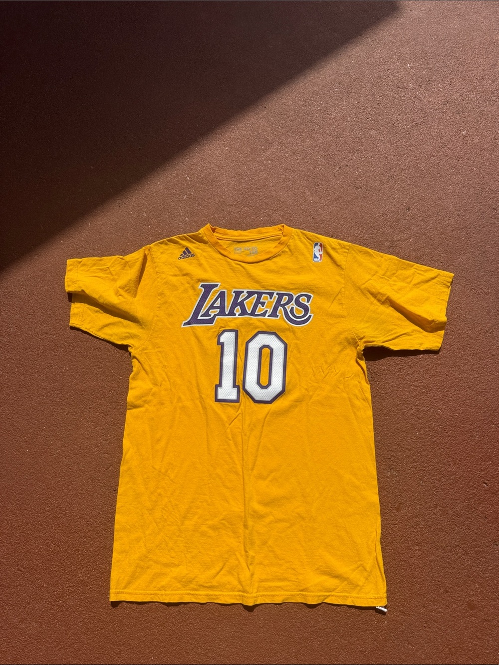 adidas Lakers #10 Steve Nash Yellow Graphic Tee